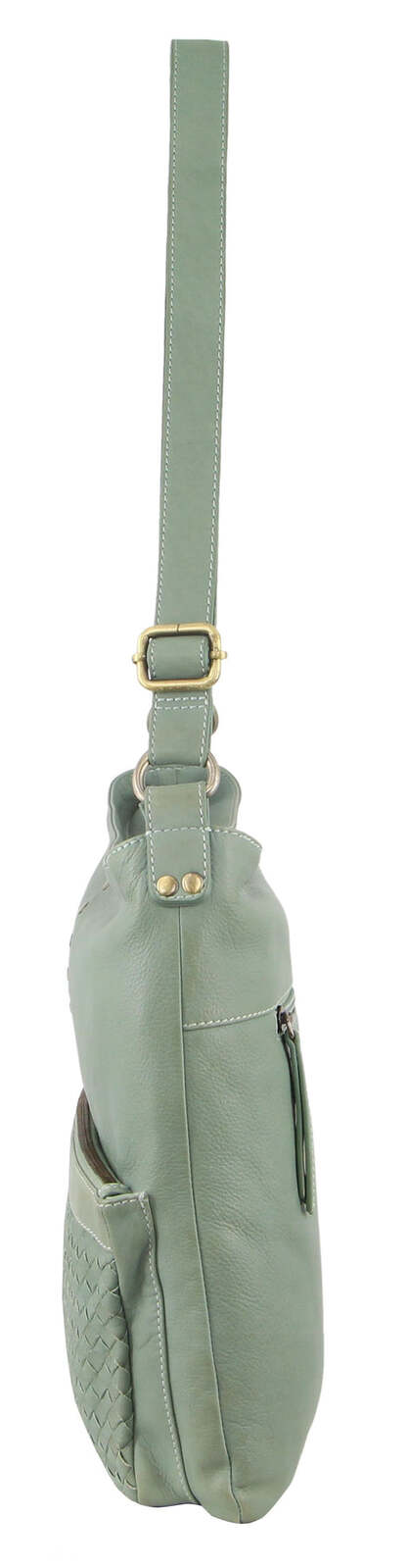 Load image into Gallery viewer, Pierre Cardin Womens Woven Leather Flap Cross-Body Bag Handbag - Mint-3