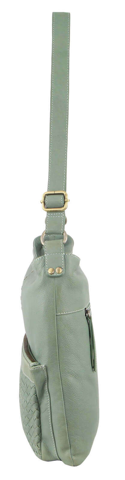 Load image into Gallery viewer, Pierre Cardin Womens Woven Leather Flap Cross-Body Bag Handbag - Mint-3