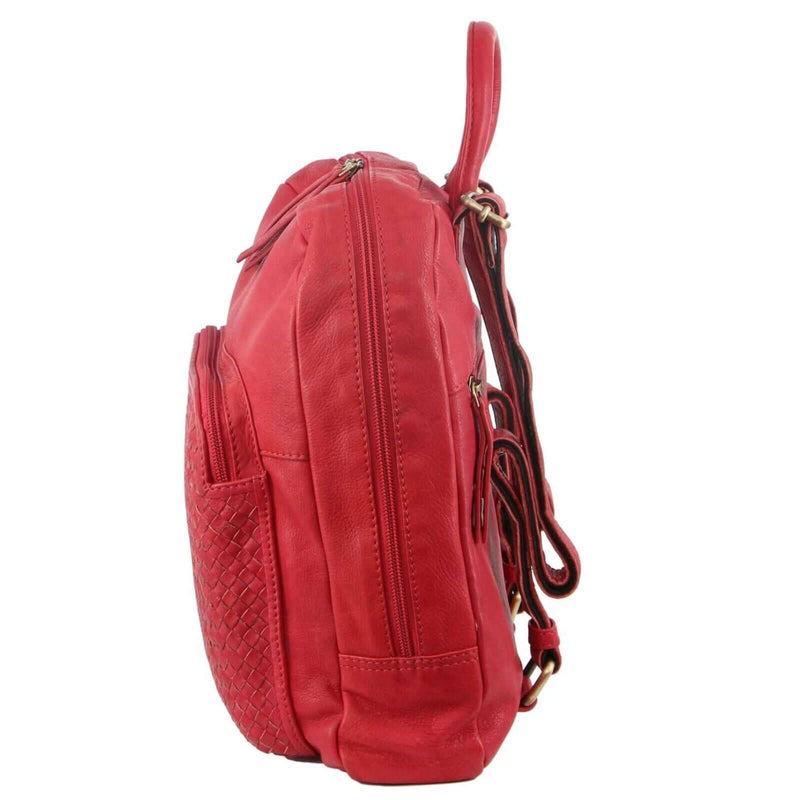 Load image into Gallery viewer, Pierre Cardin Womens Woven Soft Leather Backpack Bag Travel - Red-4
