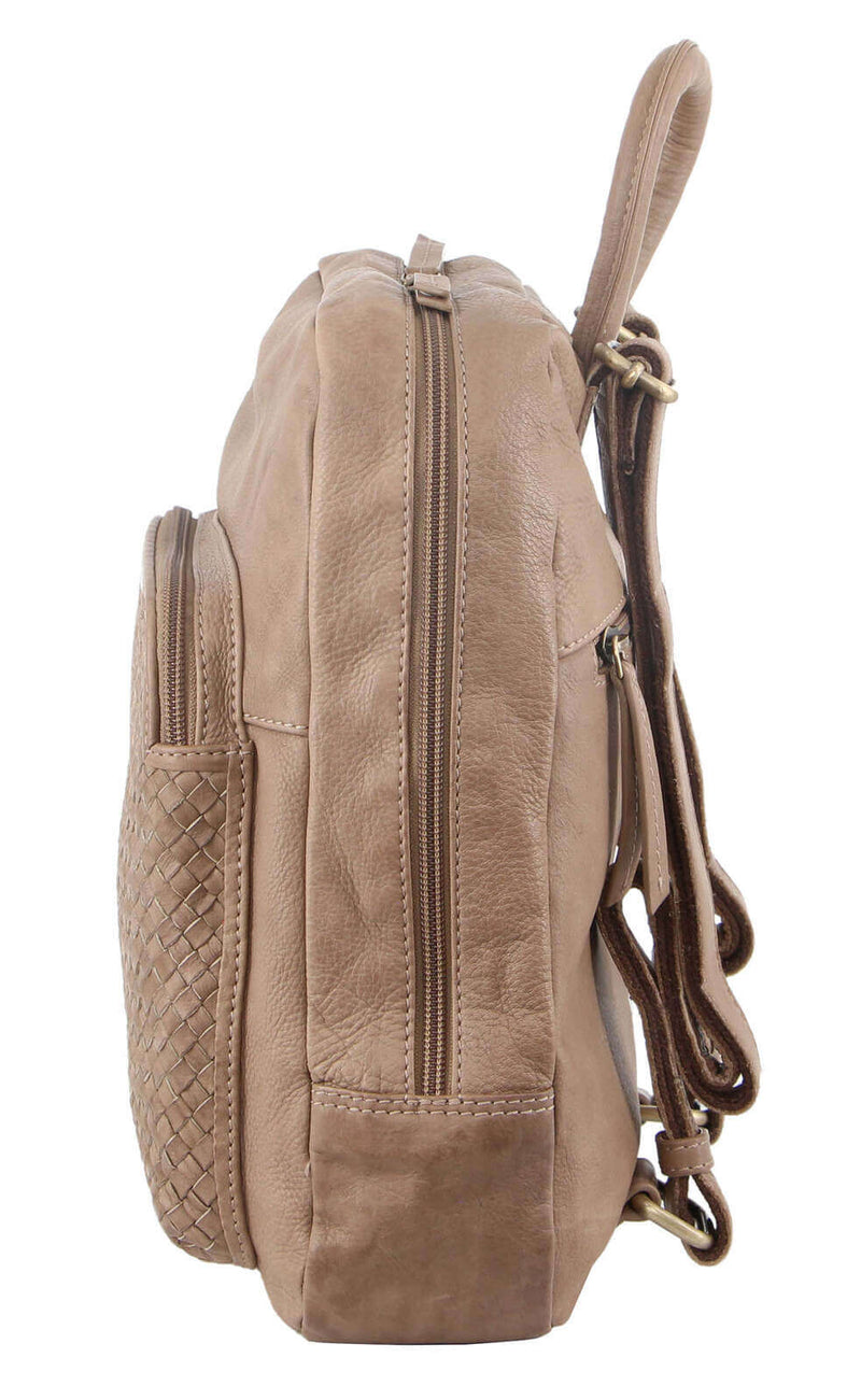 Load image into Gallery viewer, Pierre Cardin Womens Woven Leather Backpack Bag - Taupe-3