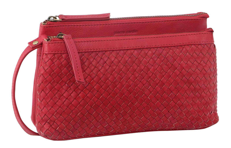 Load image into Gallery viewer, Pierre Cardin Woven Ladies Crossbody/ Clutch Bag - Red-1