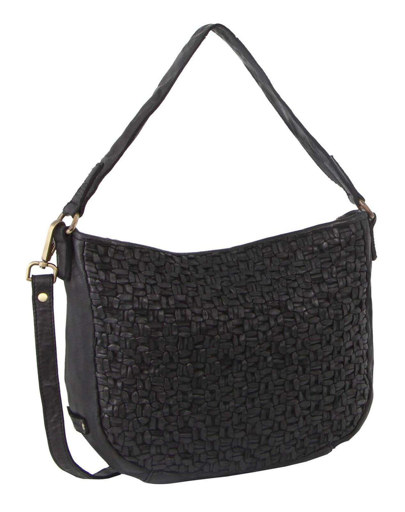 Load image into Gallery viewer, Pierre Cardin Woven Leather Ladies Cross-Body Bag - Black-0