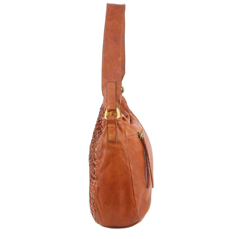 Load image into Gallery viewer, Pierre Cardin Woven Leather Ladies Crossbody Messenger Bag Travel - Cognac-4