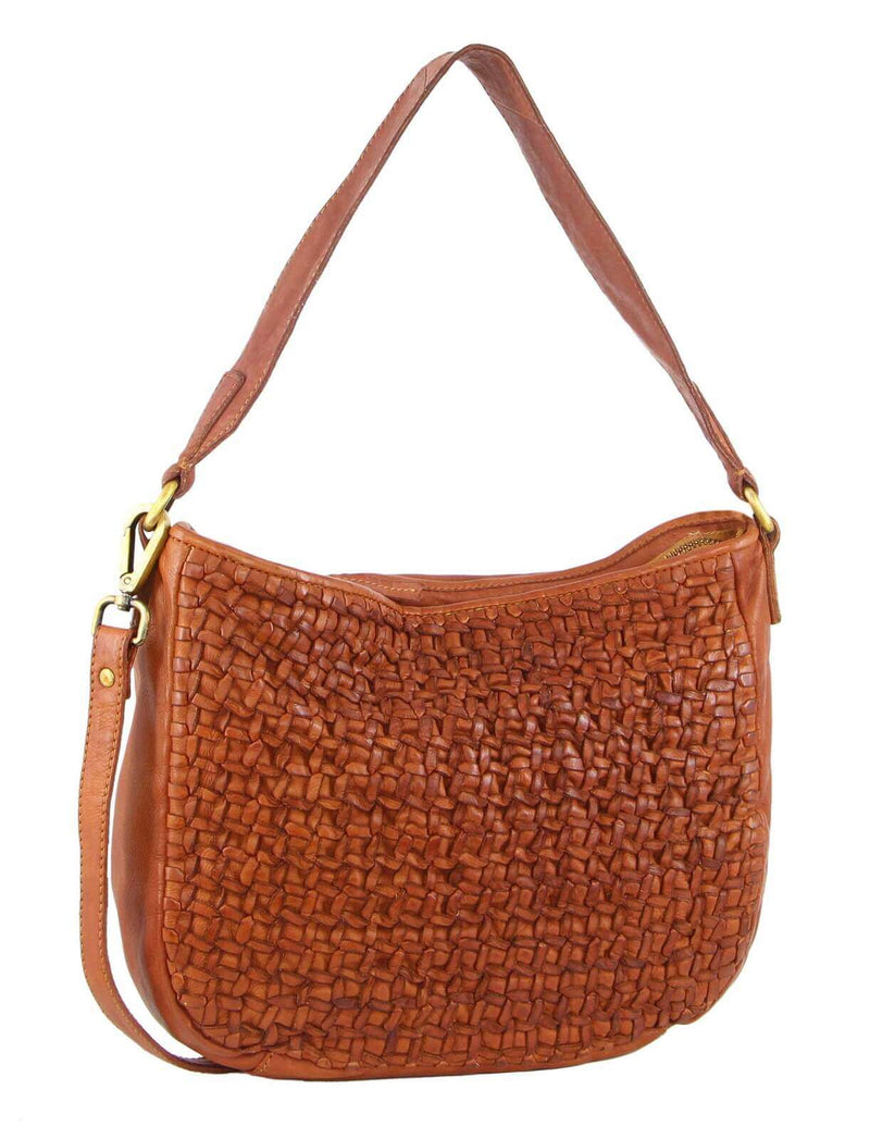 Load image into Gallery viewer, Pierre Cardin Woven Leather Ladies Crossbody Messenger Bag Travel - Cognac-1