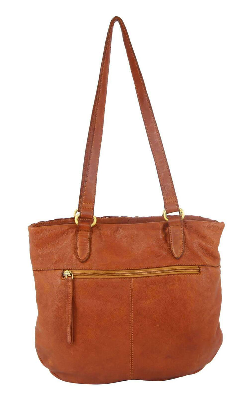 Load image into Gallery viewer, Pierre Cardin Woven Leather Ladies Shoulder Bag Travel Carry - Cognac-2