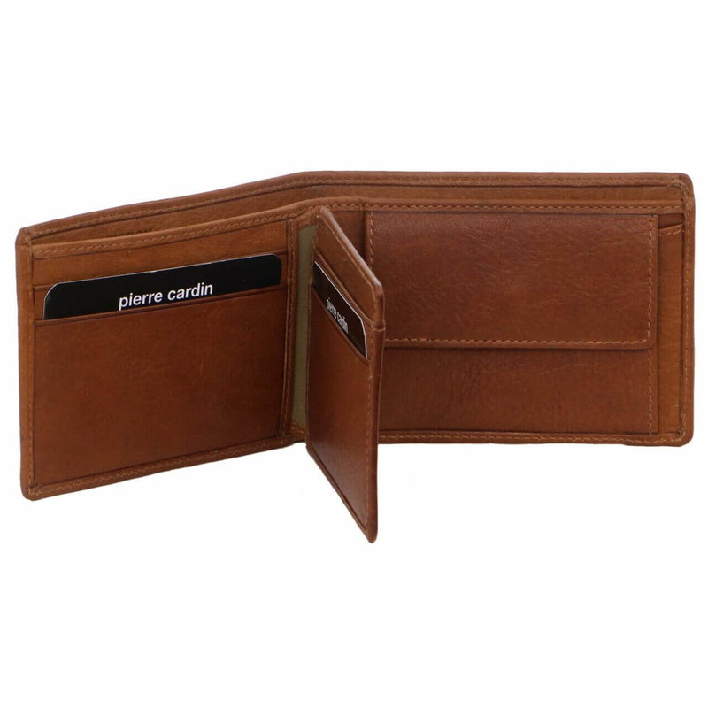 Load image into Gallery viewer, Pierre Cardin Mens Rustic Leather Bi-Fold Wallet RFID Protected - Tan-1