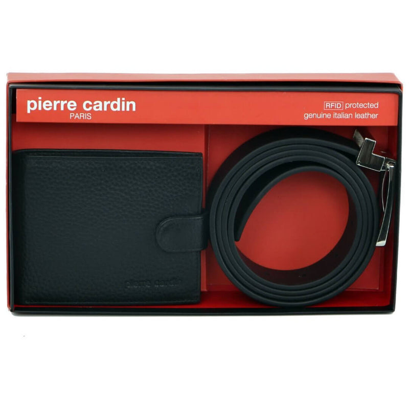 Load image into Gallery viewer, Pierre Cardin Mens RFID Wallet & Belt Gift Set - Black-0