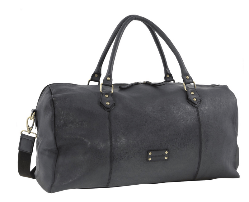 Load image into Gallery viewer, Pierre Cardin Smooth Leather Overnight Bag Luggage Weekend Duffle - Black-0