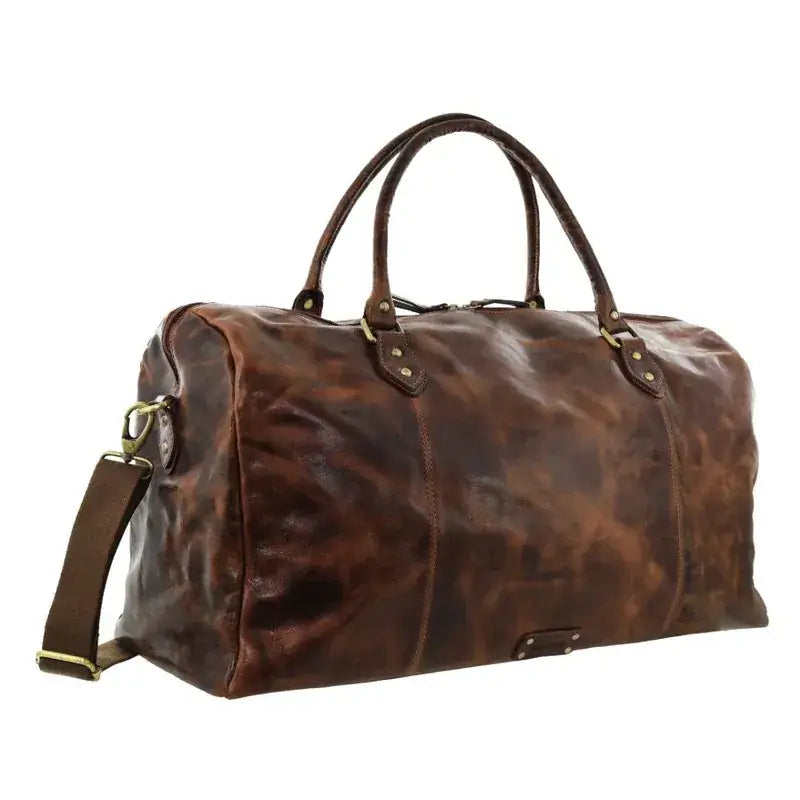 Load image into Gallery viewer, Pierre Cardin Smooth Leather Overnight Bag Luggage Weekend Duffle - Dark Cognac-1