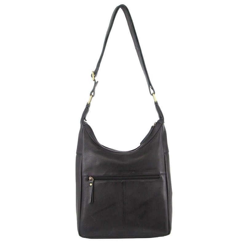 Load image into Gallery viewer, Pierre Cardin Womens Large Leather Multi Zip Perforated Cross-Body Bag - Black-3