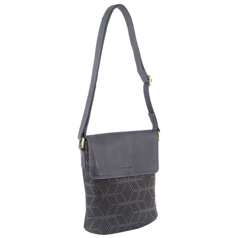 Load image into Gallery viewer, Pierre Cardin Leather Perforated Cross-Body Bag with Flap Closure - Teal-1