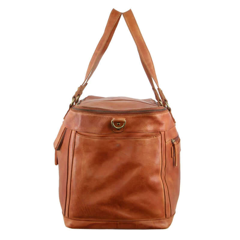 Load image into Gallery viewer, Pierre Cardin Burnished Leather Multi-Compartment Overnight Bag - Cognac-3