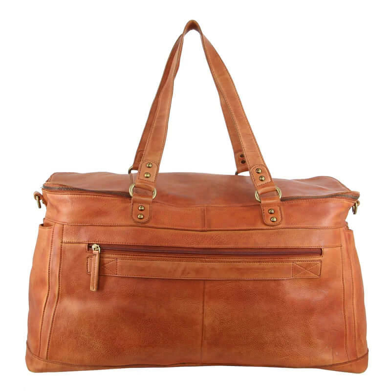 Load image into Gallery viewer, Pierre Cardin Burnished Leather Multi-Compartment Overnight Bag - Cognac-4
