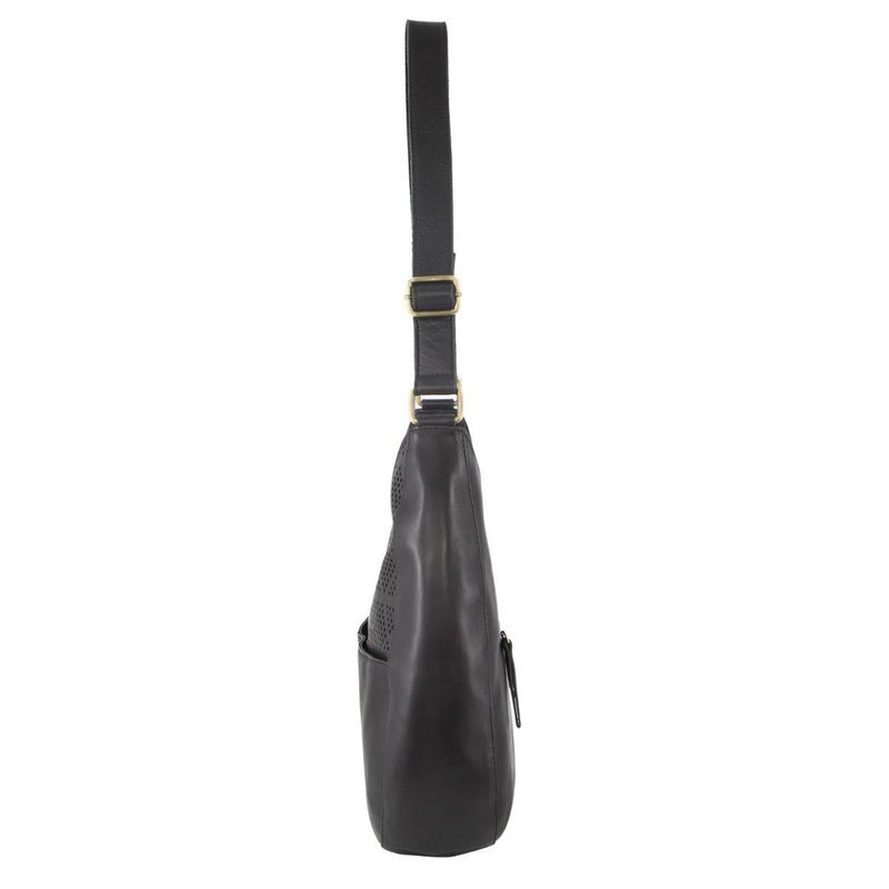 Load image into Gallery viewer, Pierre Cardin Womens Italian Leather Bag Perforated Cross Body Travel - Black-2