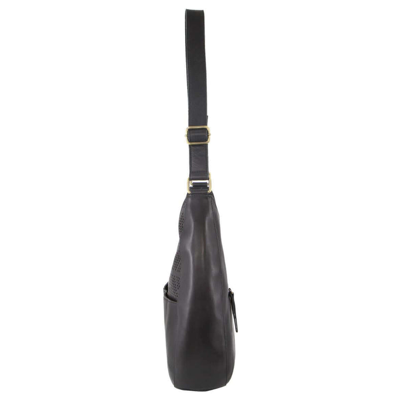 Load image into Gallery viewer, Pierre Cardin Womens Italian Leather Bag Perforated Cross Body Travel - Black-2