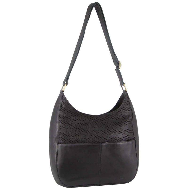 Load image into Gallery viewer, Pierre Cardin Womens Italian Leather Bag Perforated Cross Body Travel - Black-0