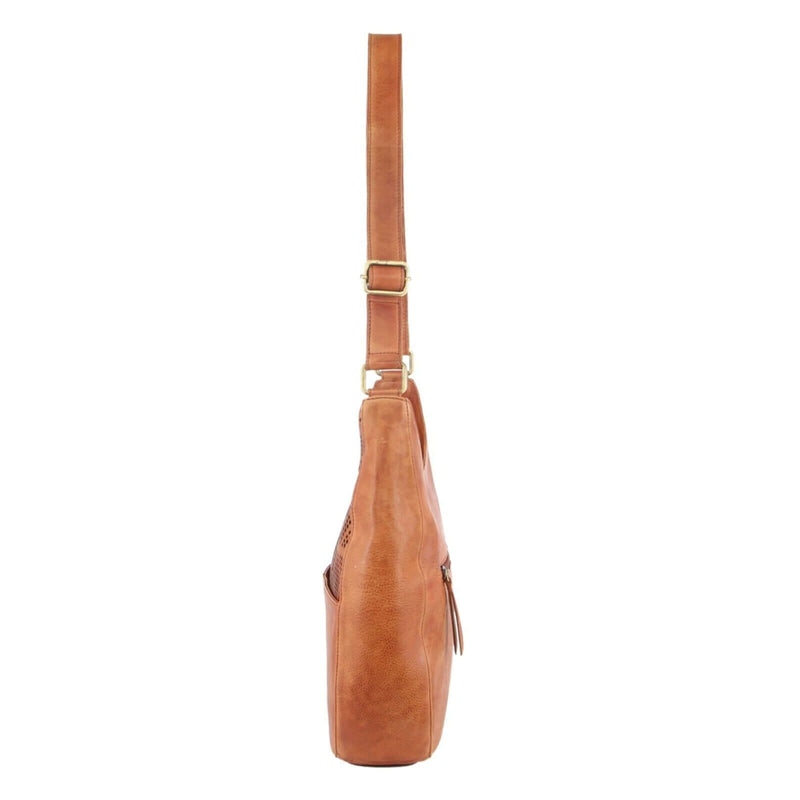 Load image into Gallery viewer, Pierre Cardin Womens Leather Perforated Cross-Body Bag - Cognac-2