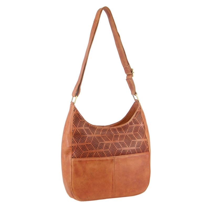 Load image into Gallery viewer, Pierre Cardin Womens Leather Perforated Cross-Body Bag - Cognac-1