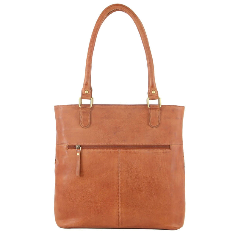 Load image into Gallery viewer, Pierre Cardin Womens Leather Perforated Shoulder Bag with stud Detailing - Cognac-3