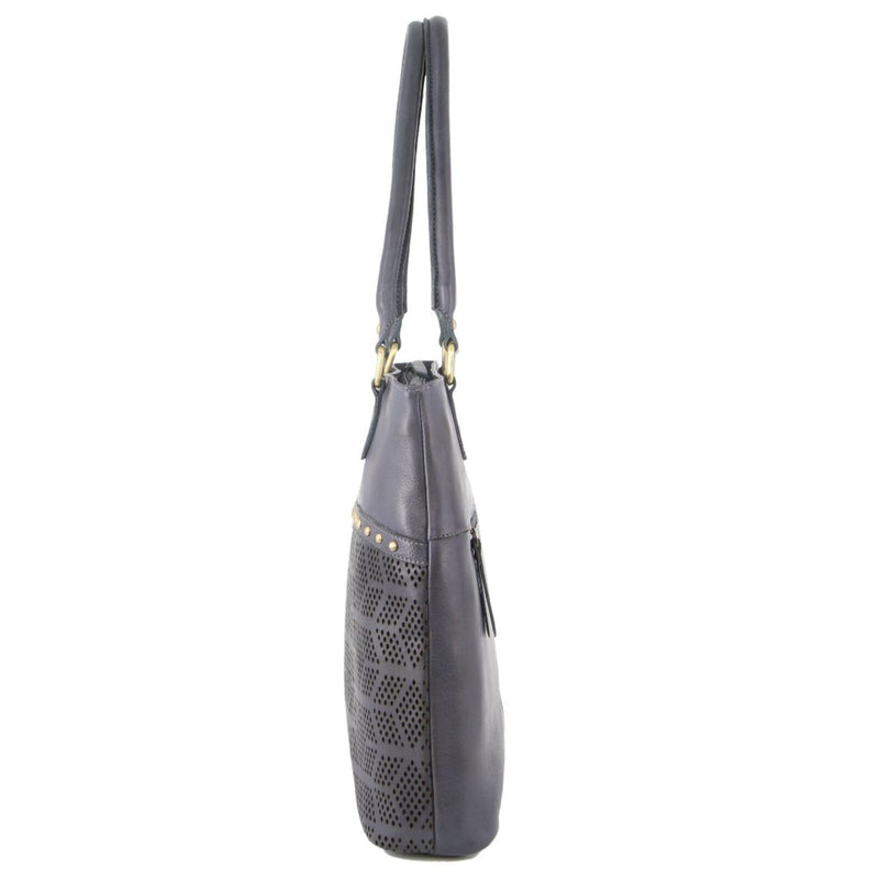 Load image into Gallery viewer, Pierre Cardin Womens Leather Perforated Shoulder Bag with stud Detailing - Teal-2