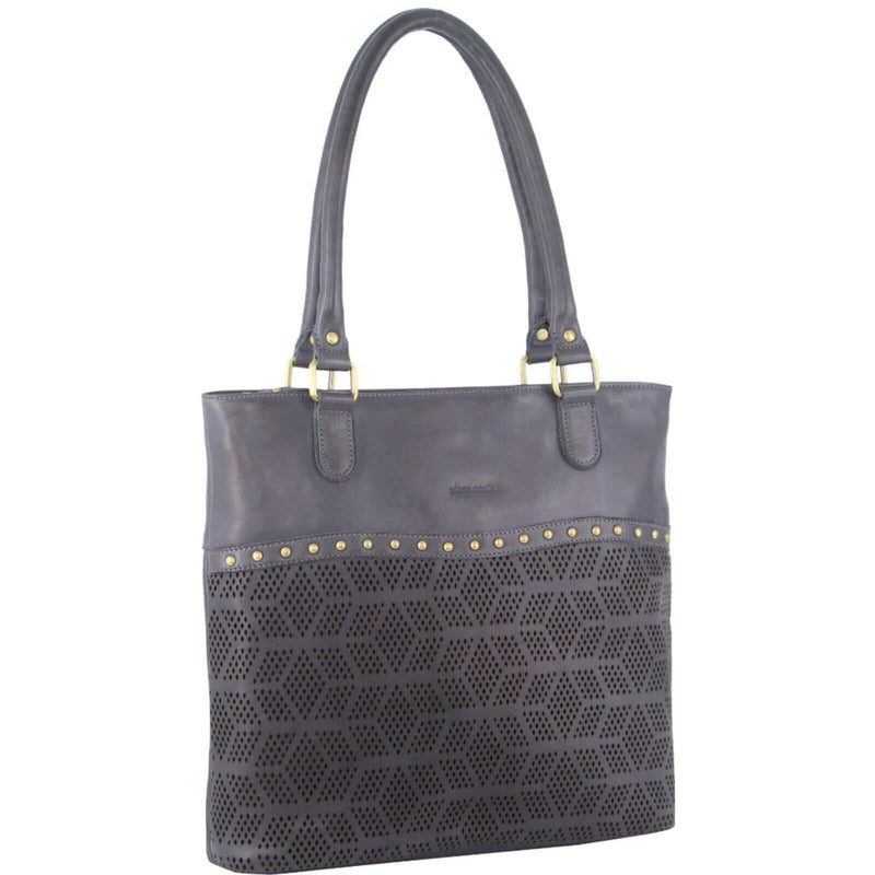 Load image into Gallery viewer, Pierre Cardin Womens Leather Perforated Shoulder Bag with stud Detailing - Teal-0