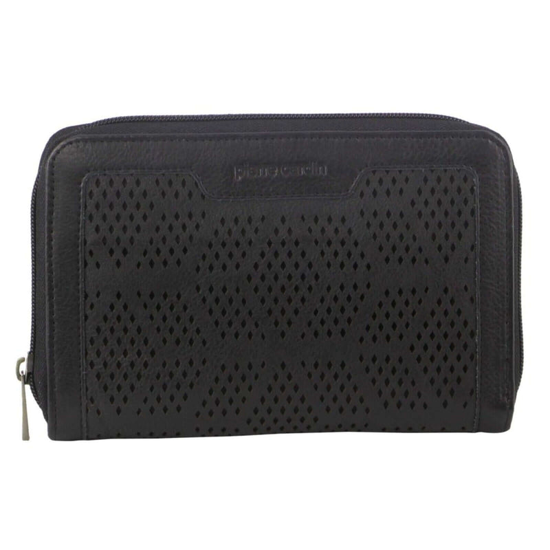 Load image into Gallery viewer, Pierre Cardin Perforated Leather Ladies Zip Around Wallet - Black-2