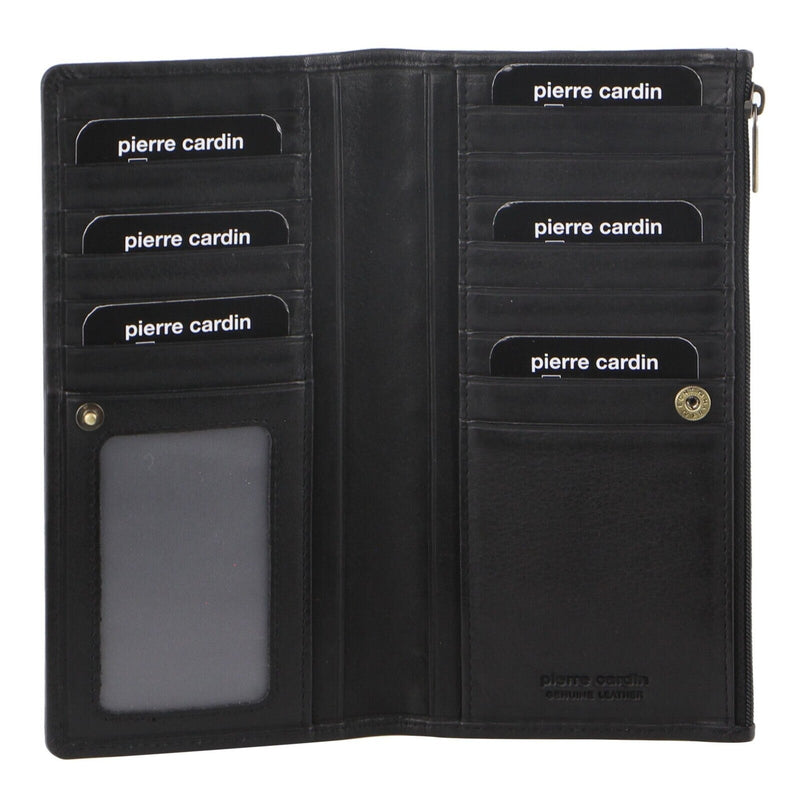 Load image into Gallery viewer, Pierre Cardin Perforated Leather Ladies Handy Travel Wallet - Black-0