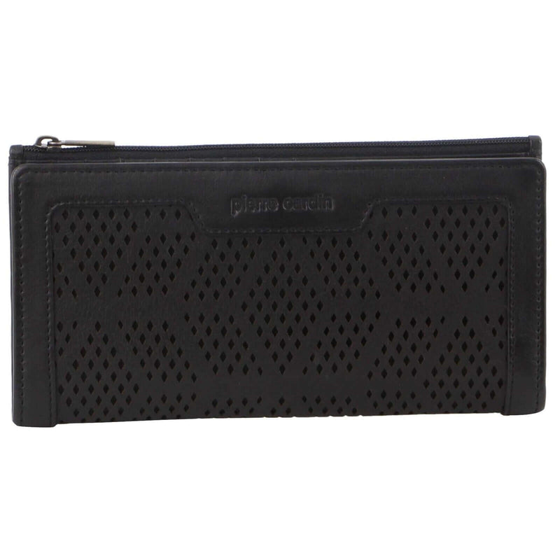 Load image into Gallery viewer, Pierre Cardin Perforated Leather Ladies Handy Travel Wallet - Black-2