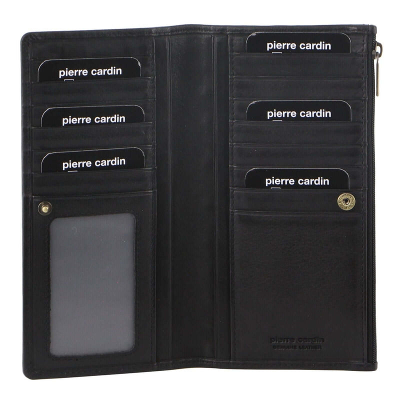Load image into Gallery viewer, Pierre Cardin Perforated Leather Ladies Handy Travel Wallet - Black-1