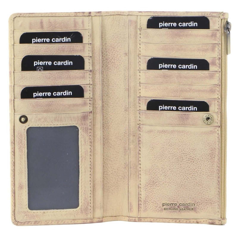 Load image into Gallery viewer, Pierre Cardin Perforated Leather Ladies Handy Travel Wallet - Latte-0