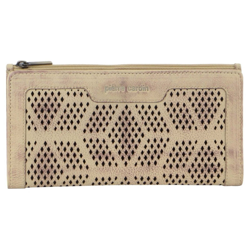 Load image into Gallery viewer, Pierre Cardin Perforated Leather Ladies Handy Travel Wallet - Latte-2