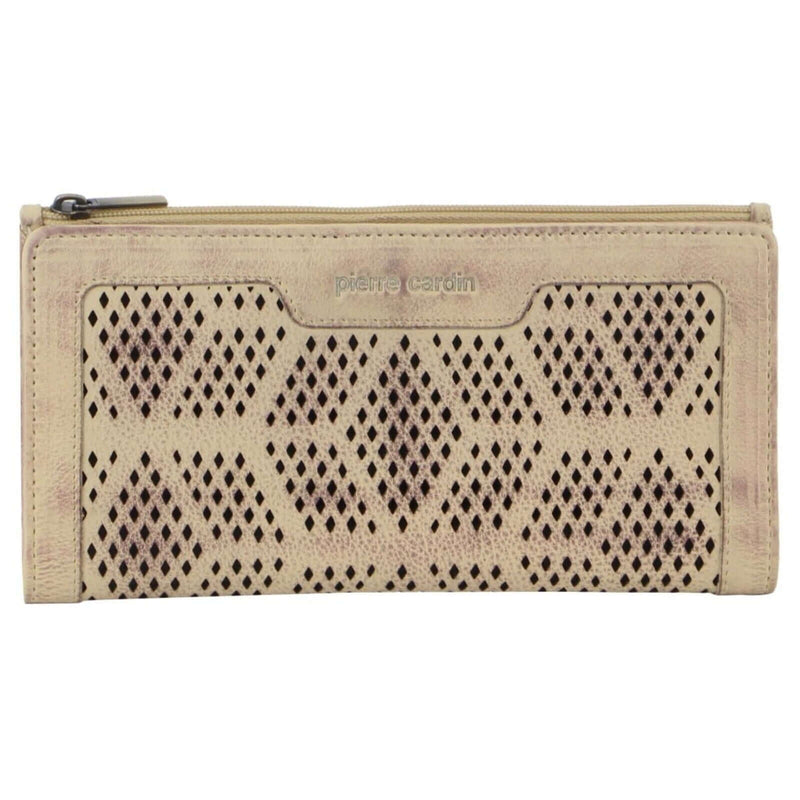 Load image into Gallery viewer, Pierre Cardin Perforated Leather Ladies Handy Travel Wallet - Latte-2