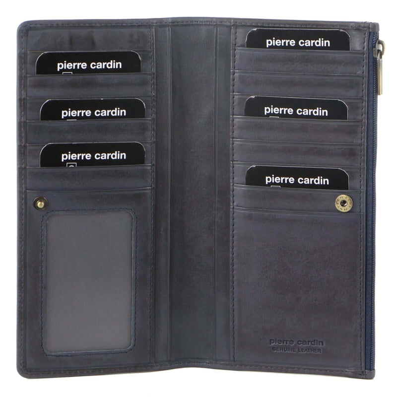 Load image into Gallery viewer, Pierre Cardin Perforated Leather Ladies Handy Travel Wallet - Teal-1