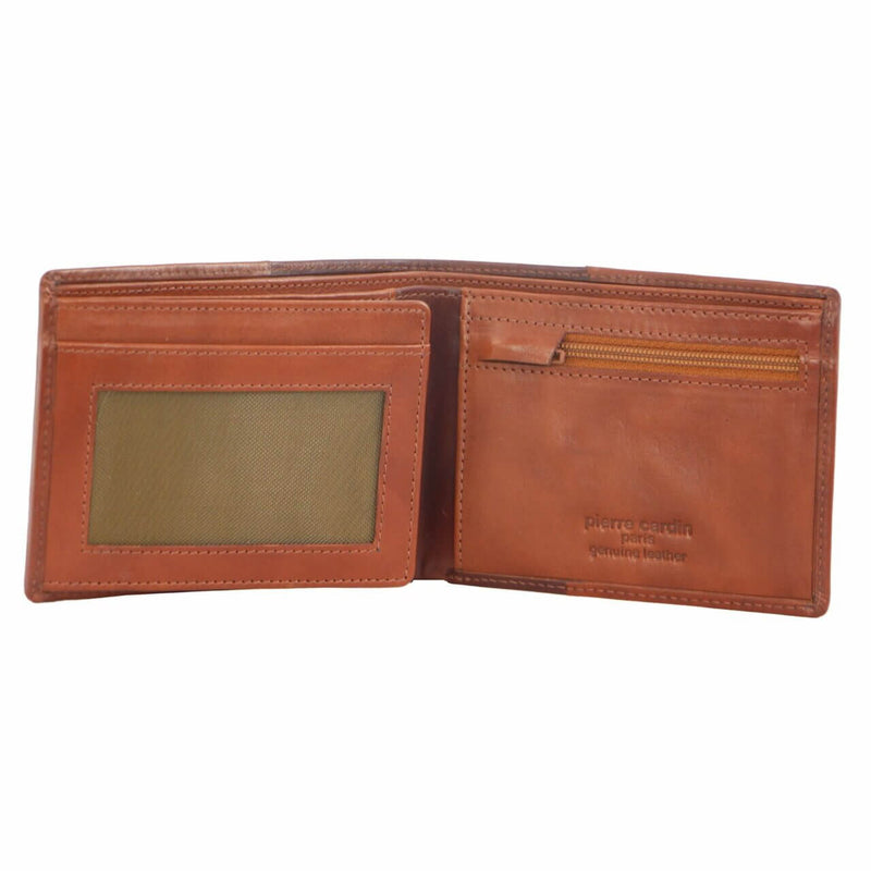 Load image into Gallery viewer, Pierre Cardin Mens Leather Mens Bi-Fold Slime Line RFID Wallet - Cognac-2