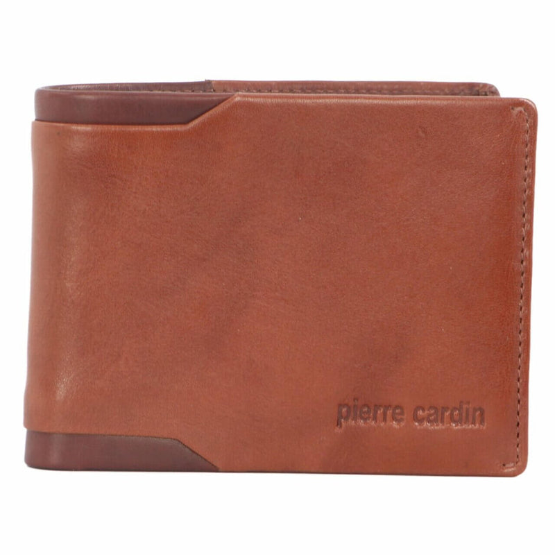 Load image into Gallery viewer, Pierre Cardin Mens Leather Mens Bi-Fold Slime Line RFID Wallet - Cognac-1