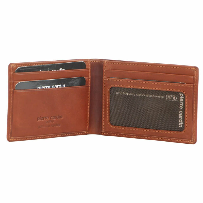 Load image into Gallery viewer, Pierre Cardin Mens Soft Italian Leather Slimline Bi-Fold Wallet - Cognac-2
