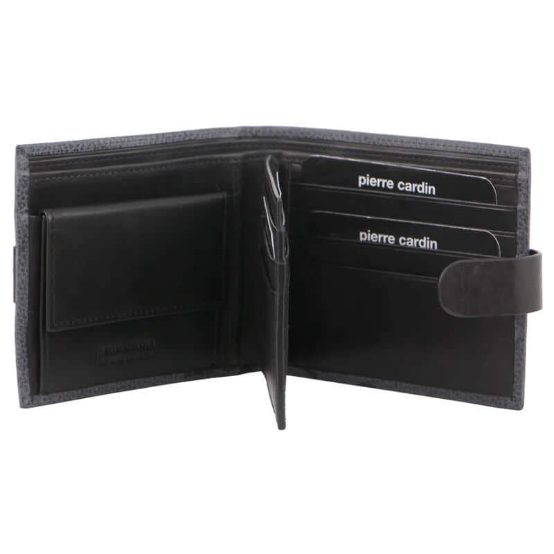 Load image into Gallery viewer, Pierre Cardin Mens RFID Woven-Embossed Leather Tab Wallet - Black-2