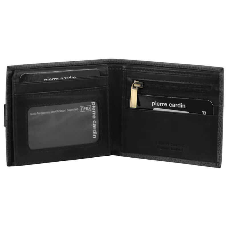 Load image into Gallery viewer, Pierre Cardin Mens Rustic Leather Bi-Fold Business Card Holder/Wallet - Black-2