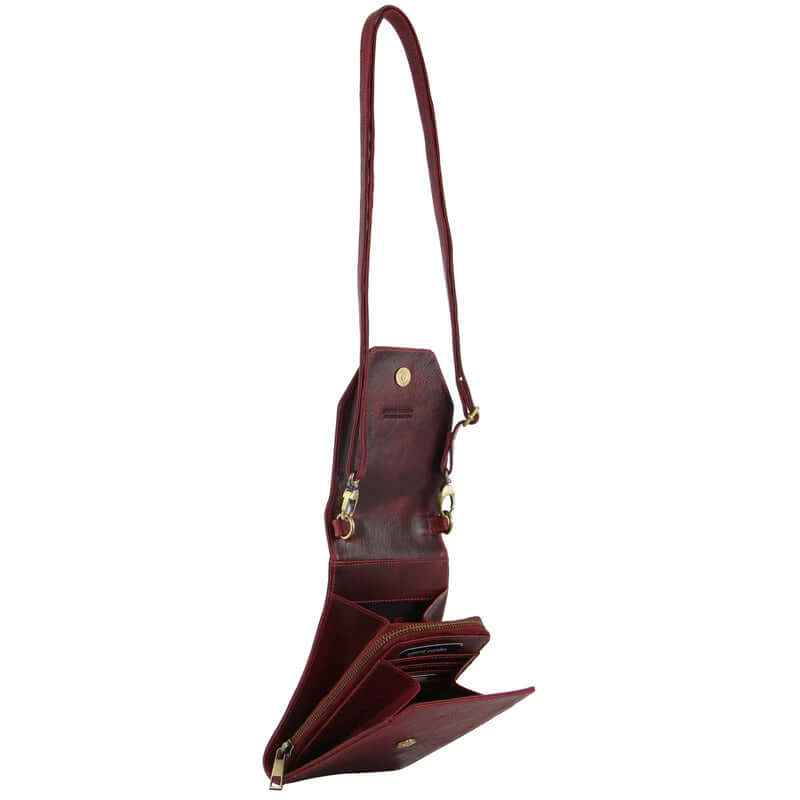 Load image into Gallery viewer, Pierre Cardin Ladies Leather Cross Body Bag/Wallet Bag/Clutch Wallet - Cherry-2