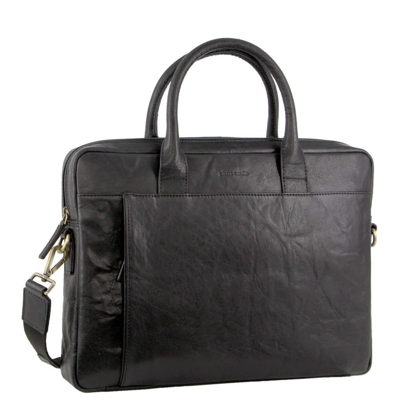 Load image into Gallery viewer, Pierre Cardin Leather Multi-Handle 15" Laptop Computer Bag - Black-0