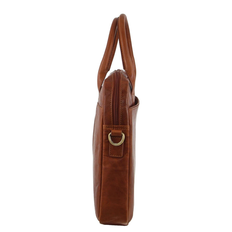 Load image into Gallery viewer, Pierre Cardin Leather Multi-Handle 15" Laptop Computer Bag - Tan-3