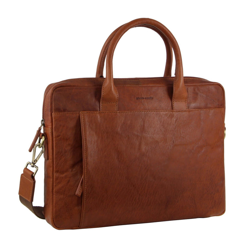 Load image into Gallery viewer, Pierre Cardin Leather Multi-Handle 15" Laptop Computer Bag - Tan-1