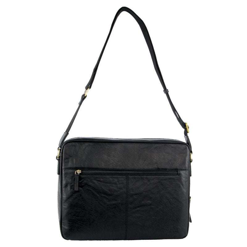 Load image into Gallery viewer, Pierre Cardin Crumpled Leather 15" Laptop Computer Bag - Black-2