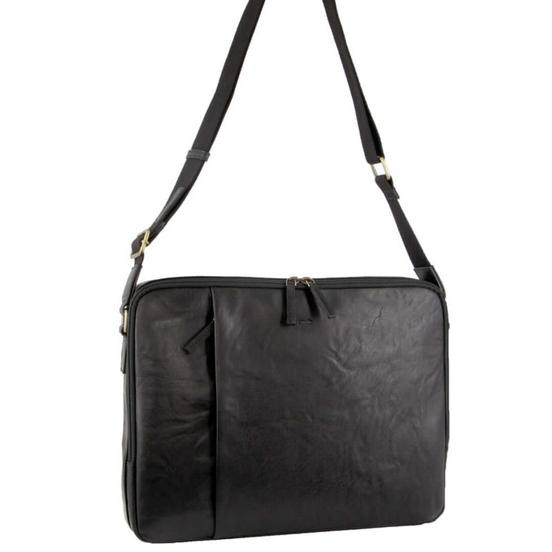 Load image into Gallery viewer, Pierre Cardin Crumpled Leather 15" Laptop Computer Bag - Black-1