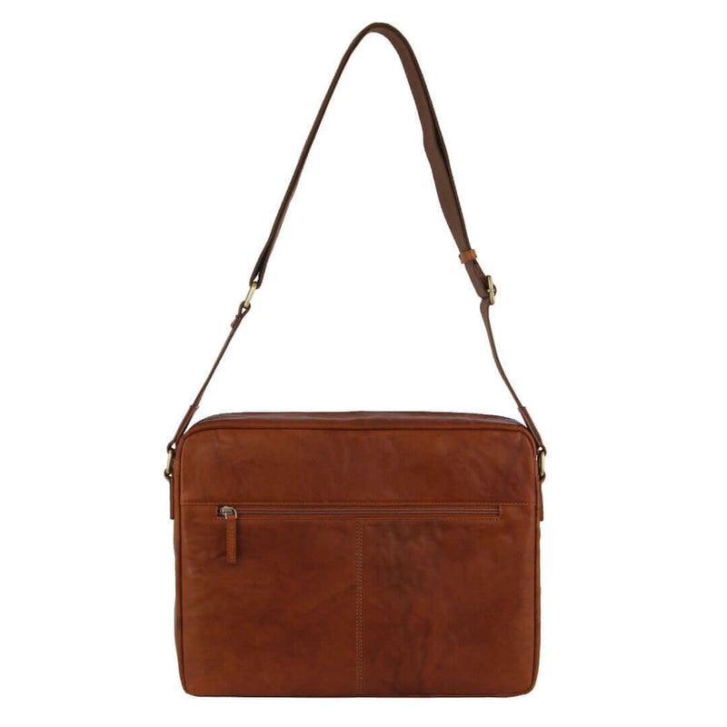 Load image into Gallery viewer, Pierre Cardin Crumpled Leather 15" Laptop Computer Bag - Tan-3