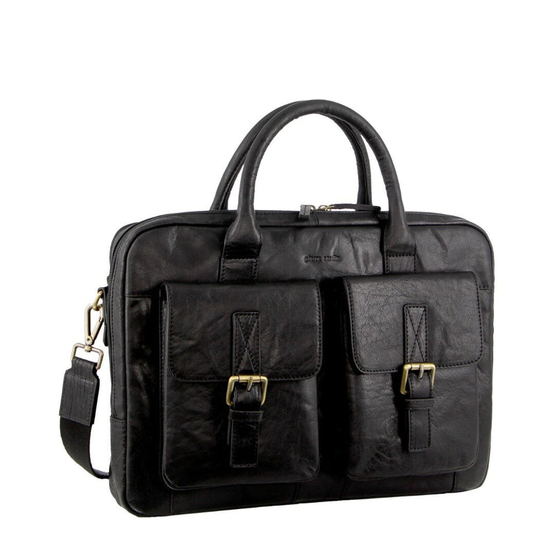 Load image into Gallery viewer, Pierre Cardin Leather Multi-Compartment Business 15" Laptop Bag - Black-1