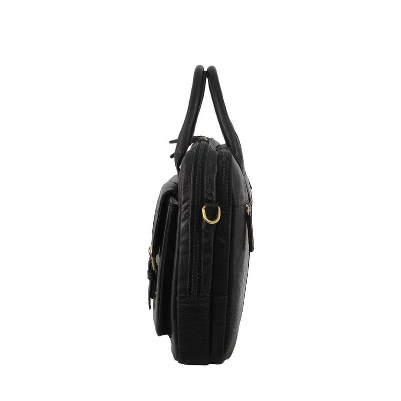 Load image into Gallery viewer, Pierre Cardin Leather Multi-Compartment Business 15" Laptop Bag - Black-3