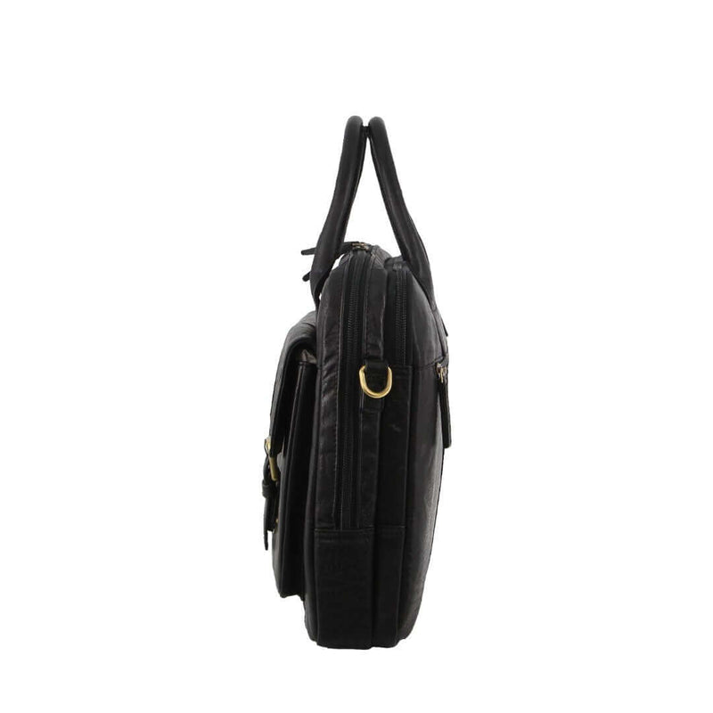 Load image into Gallery viewer, Pierre Cardin Leather Multi-Compartment Business 15" Laptop Bag - Black-3