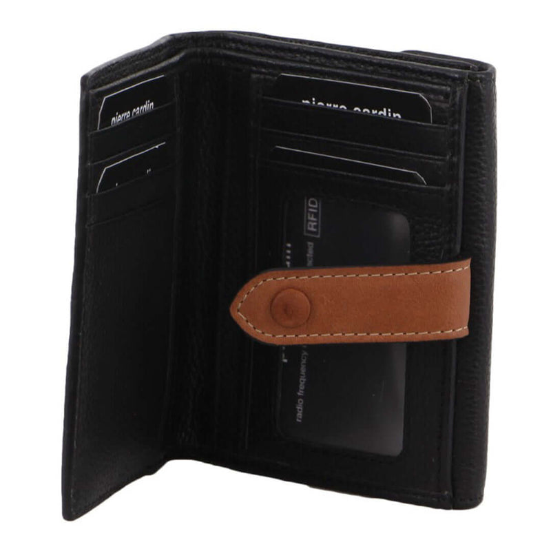 Load image into Gallery viewer, Pierre Cardin Womens Leather Bi-Fold Tab Wallet Ladies - Black-0