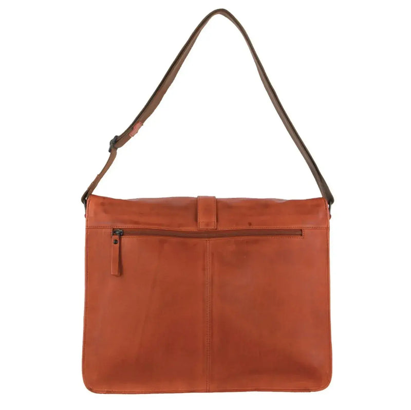 Load image into Gallery viewer, Pierre Cardin Italian Leather Flap-Over Laptop Computer Bag in Cognac-2